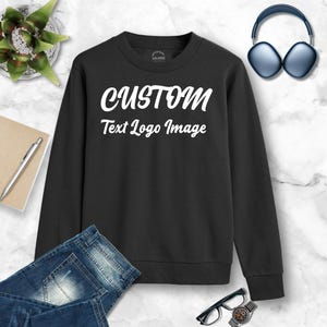 Personalized Design Charcoal Sweatshirt - Custom Print 280GSM Terry Cotton Activewear Sweater add Your Name/Images/Text/Logo - Sizes S - 2XL