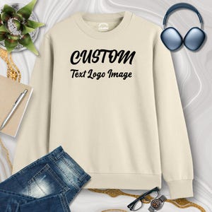 Personalized Design Beige Sweatshirt - Custom Print 280GSM Terry Cotton Activewear Sweater add Your Name/Images/Text/Logo - Sizes M-XL