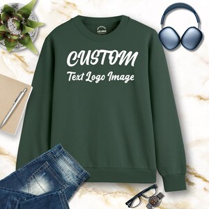 Personalized Design Hunter Green Sweatshirt - Custom Print 280GSM Terry Cotton Casual Sweater add Your Name/Images/Text/Logo - Sizes M - 2XL