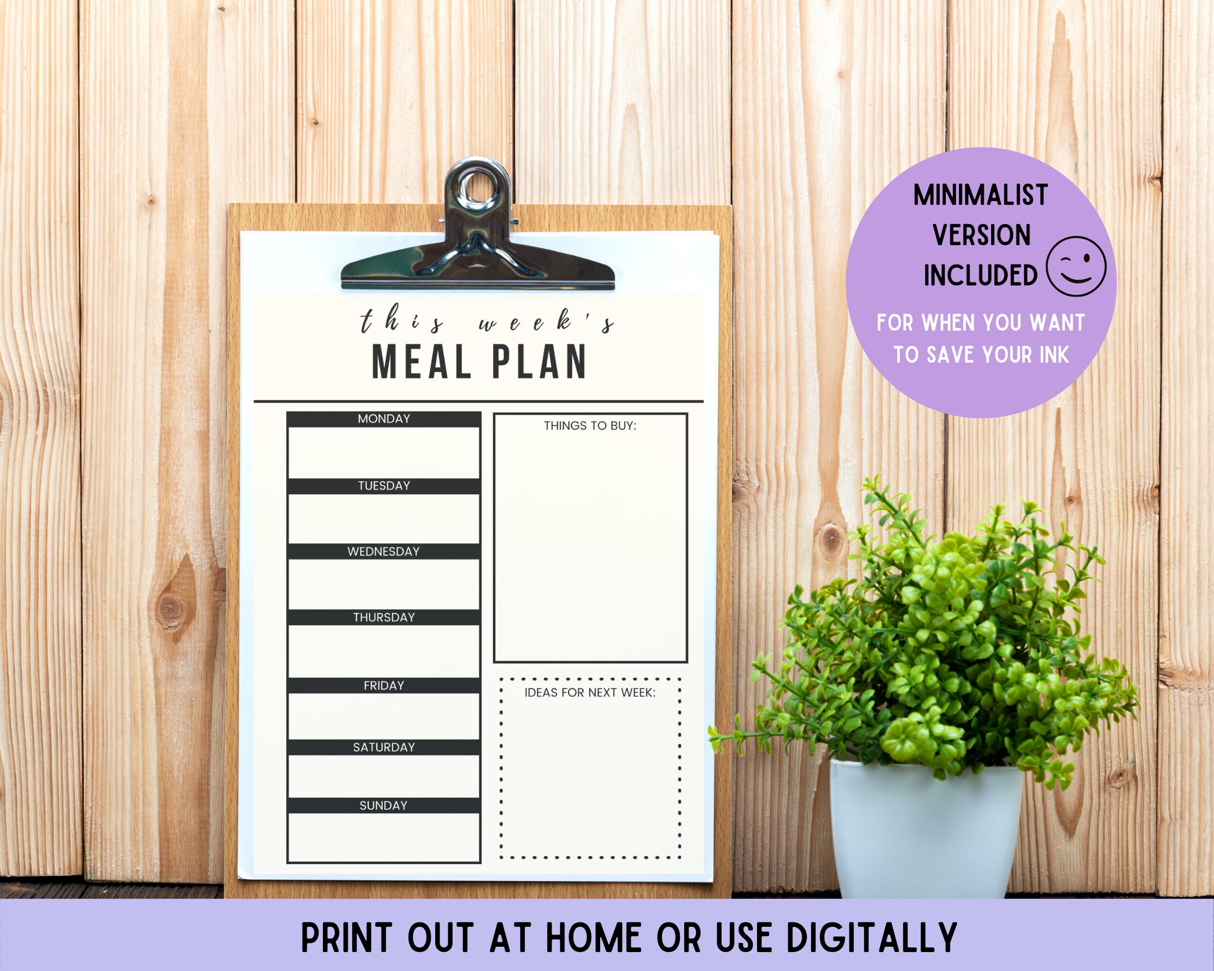 Digital Weekly Meal Planner | Instant Download Household Organization ...