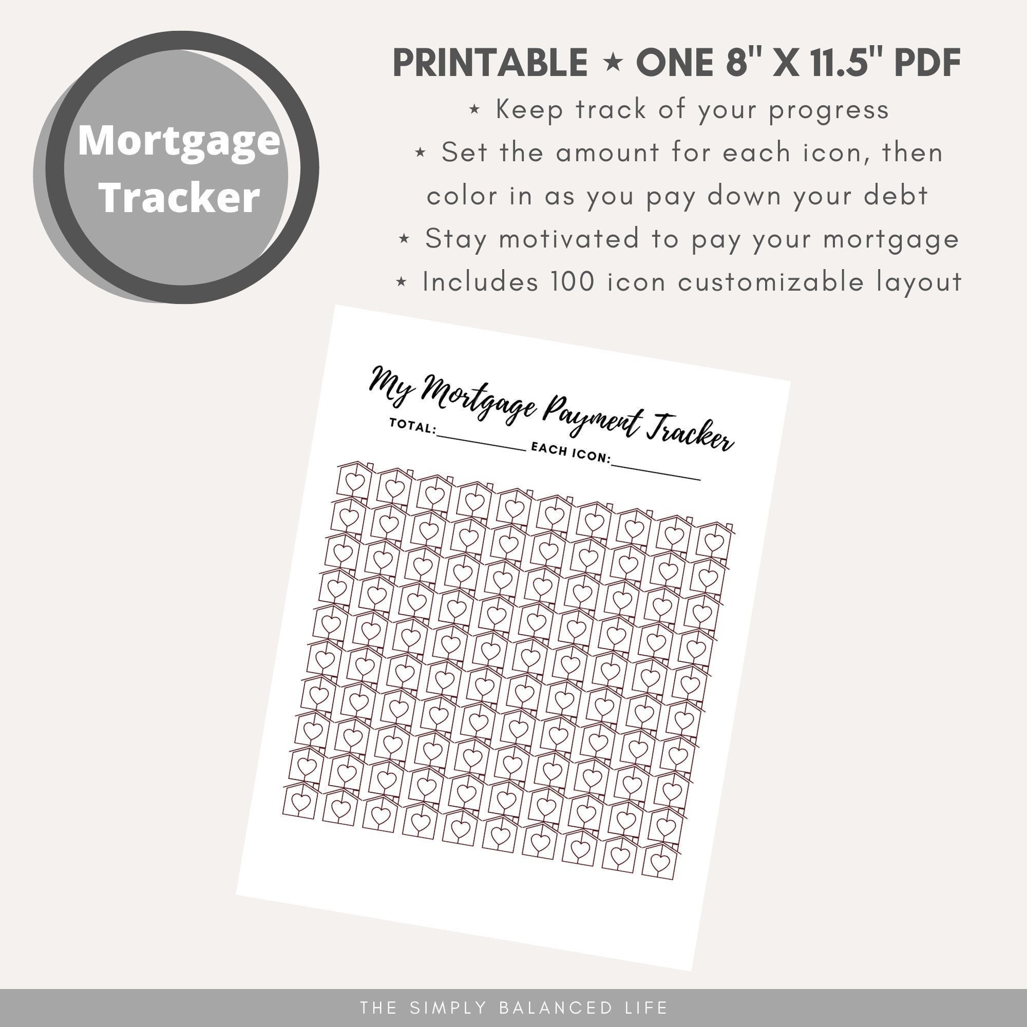 Mortgage Payoff Tracker Printable PDF 8.5 x 11 | Etsy