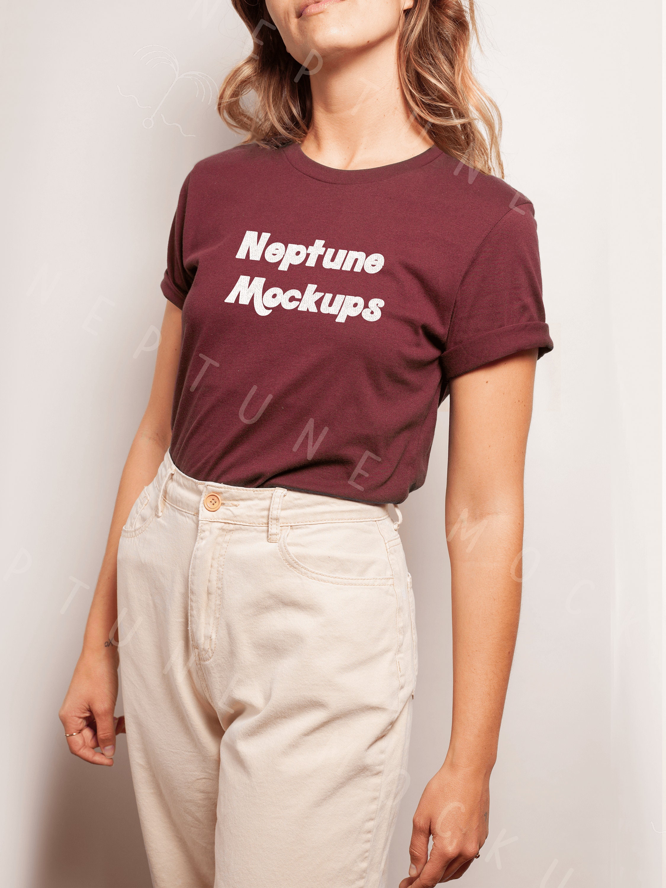 Download Bella Canvas 3001 Maroon T-Shirt Mockup BC 3001 Female Model | Etsy