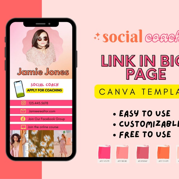 Link in bio template | Canva Website Template | Website | Website Theme | Custom Website | Shop Website Templates | Canva Template