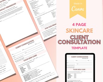 Facial Consultation Form, Facial Forms, Esthetician Consent Forms, Client Information Form, Client Intake Form, Skin Care Consultation Forms