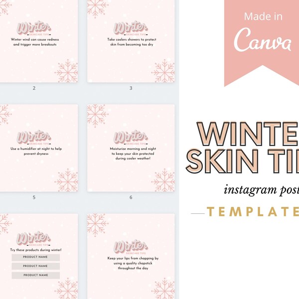 10 WINTER SKINCARE Instagram Posts, Esthetician Instagram, Esthetician Canva Templates, Skincare Instagram Post, Beauty Instagram Template