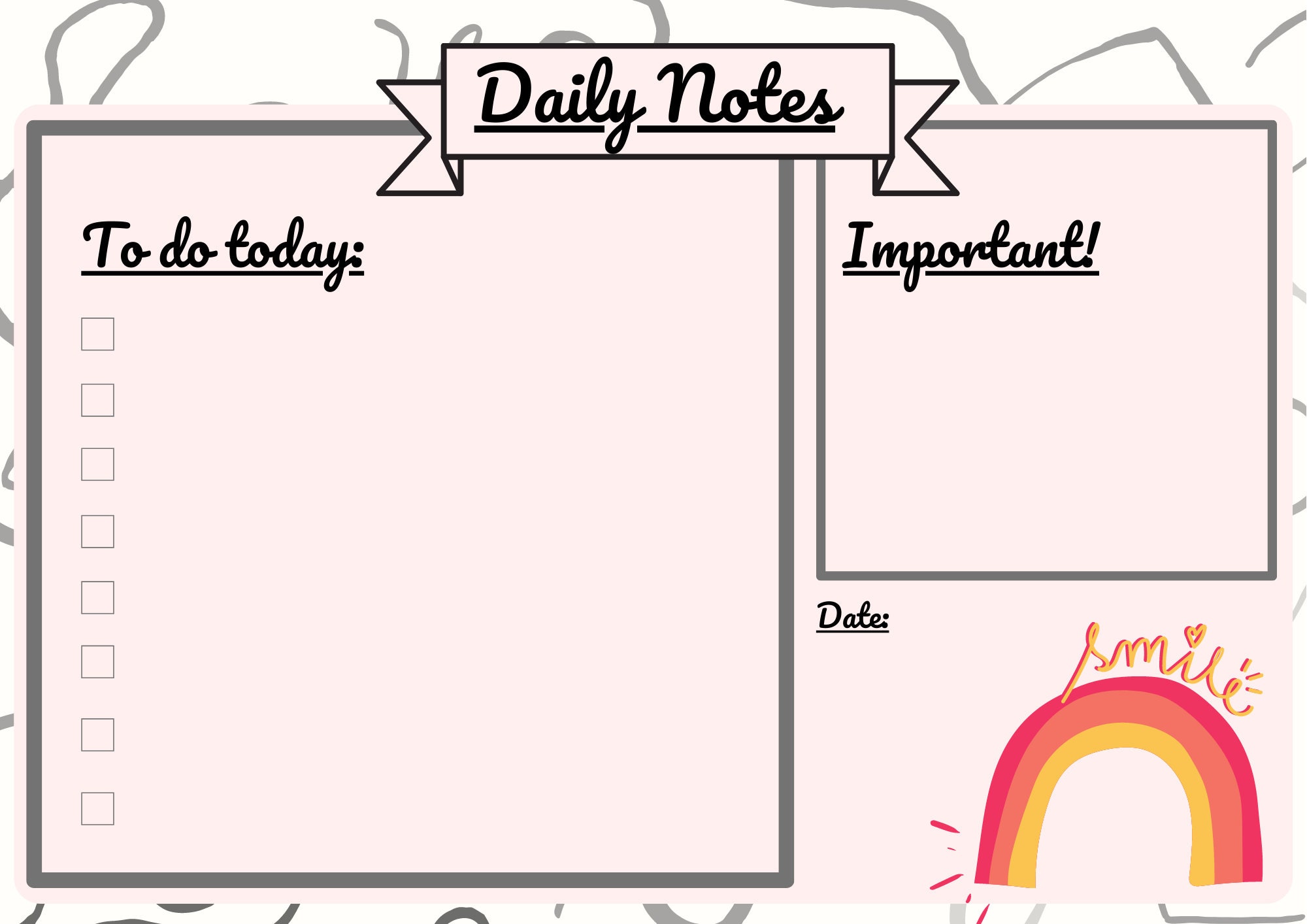 Daily Notes Printable, Colourful and Cute A4 Size Prints to Organize ...