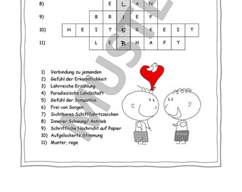 Love you - as a message in the crossword puzzle - gift love friendship boyfriend girlfriend parents download immediately editable