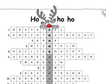 Merry Christmas - as a crossword puzzle - instant download