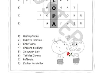 Beste Opa - Puzzel - Bericht in de Kruiswoordpuzzel - Downloaden