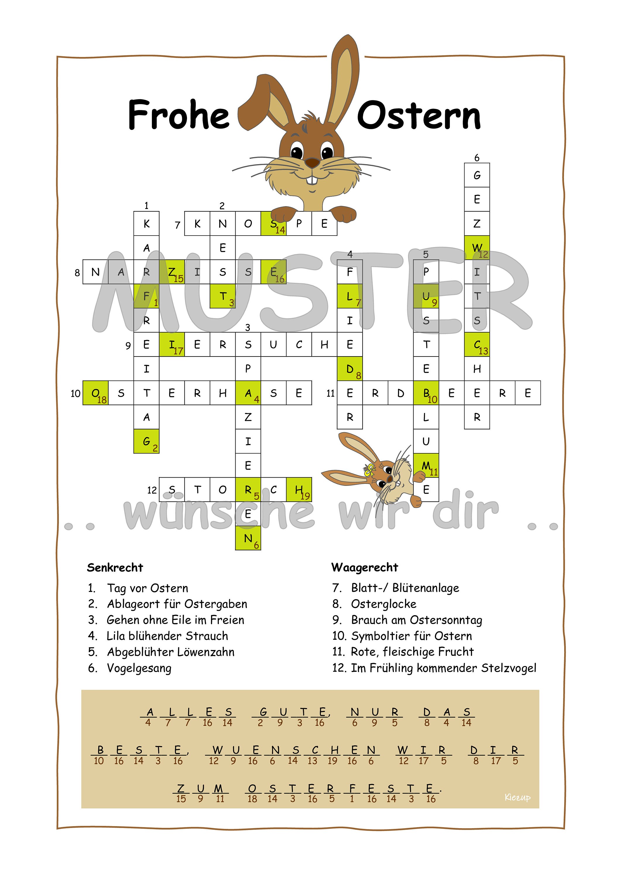 Osterrätsel mit Botschaft Alles Gute, nur das Beste, wünsche ich dir