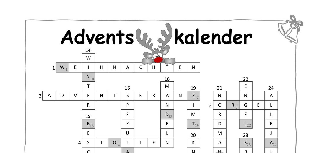 2 Advent Calendars as Crossword Puzzles With Proverb Messages we Cannot