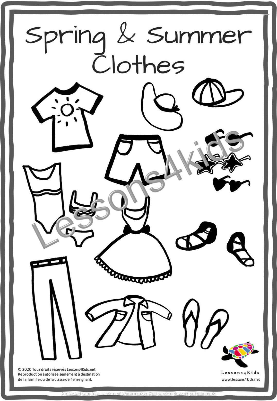 Spring and summer clothes printable flashcards and posters for Etsy