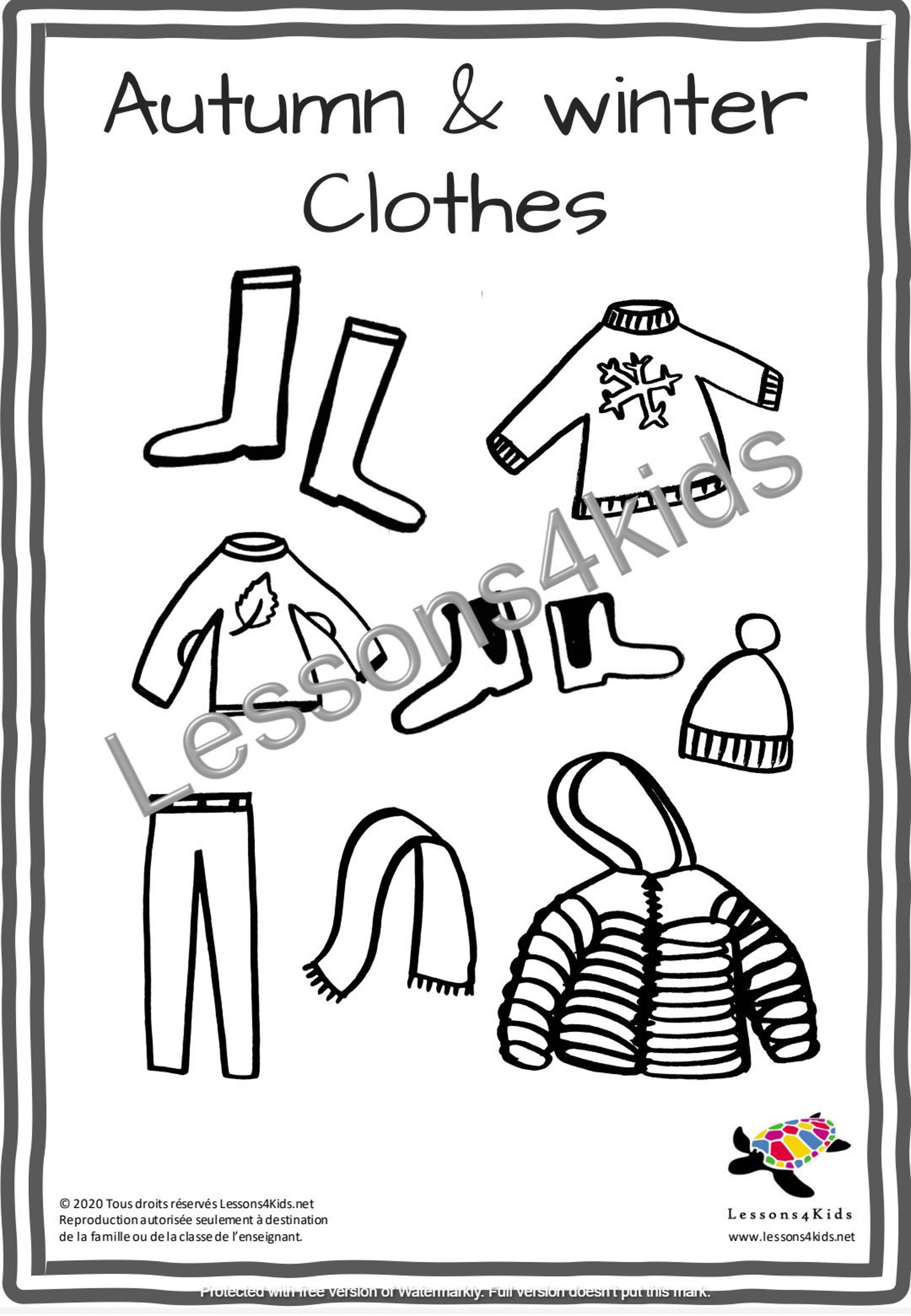 Autumn and winter clothes printable flashcards for children to Etsy