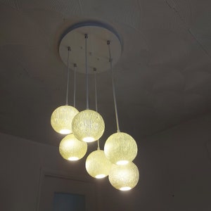 Handmade Bone China Clay Pendant Light Cluster: 6-Ball Chandelier