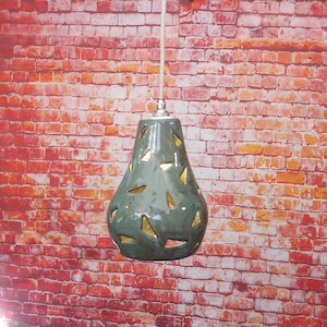 plafoniere grande isola cucina luce lusso goccia lampada a sospensione in ceramica paralume fatto a mano in Cornovaglia
