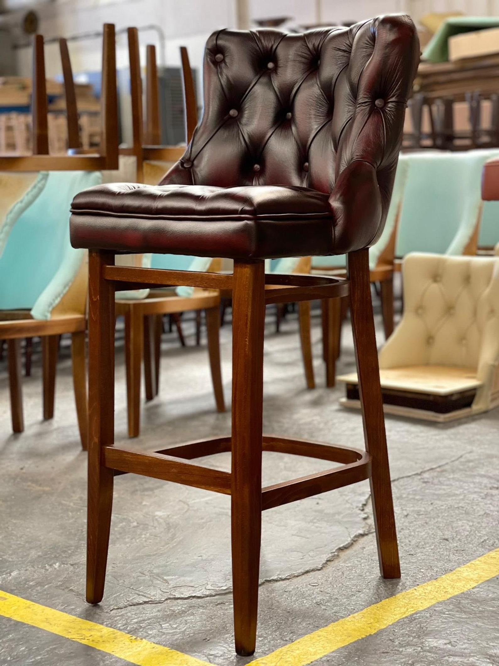 Luxury british made chesterfield design bar stool real leather Etsy