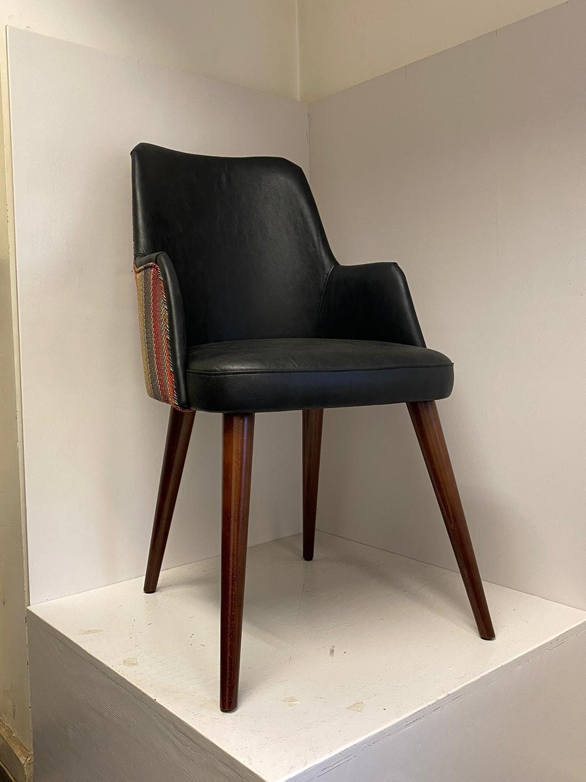 Luxury dining chair real leather kitchen chair solid wood Etsy