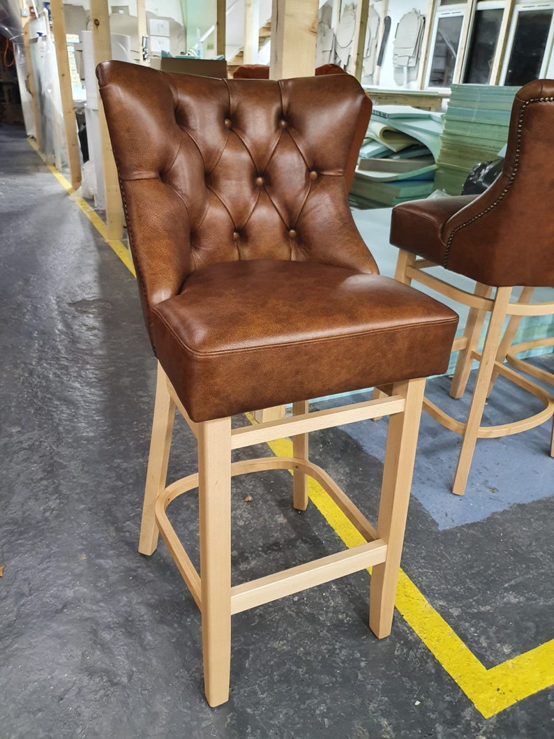 Chesterfield Design Bar Stool Deep Buttoned Hogh Stool Reall Etsy UK