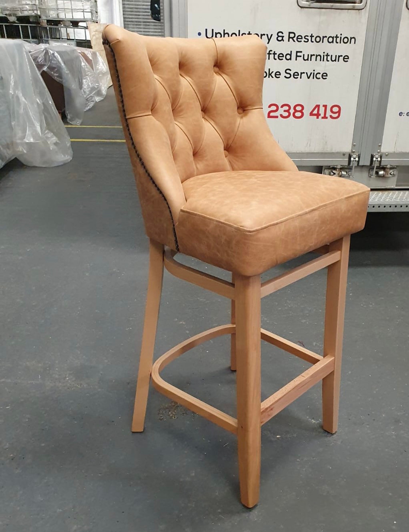 Chesterfield design Bar stool deep buttoned high stool | Etsy