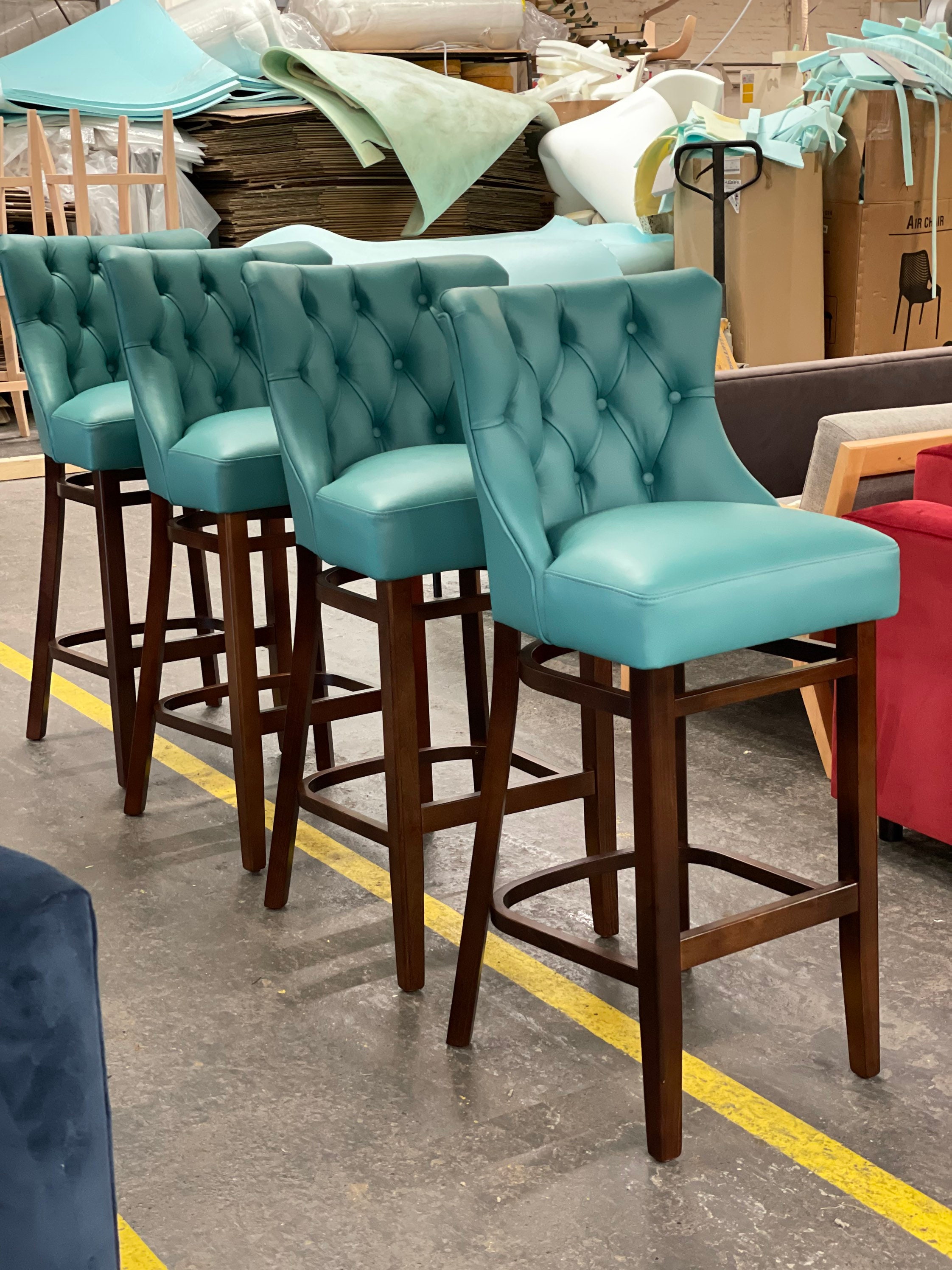 Luxury chesterfield design bar stool upholstery in teal reall | Etsy
