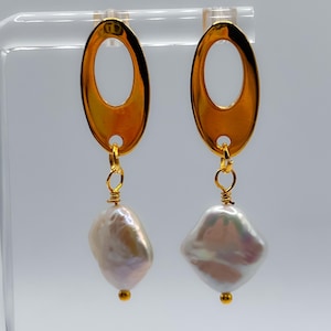 Rosalie Chainmail Earrings | Lightweight Chainmaille Jewelry, Pearl Beaded Earrings, Celestial Inspired