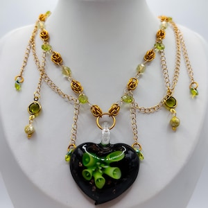 Felicite Chainmaille Choker Necklace | Gold & Peridot Chainmail Jewelry, Nature Inspired, Freshwater Pearl Accessories