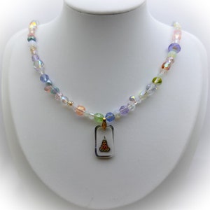 Fruit Salad Necklace | Vintage Glass Pear Intaglio Necklace, Glass Bead Jewelry, Bead Soup Necklace