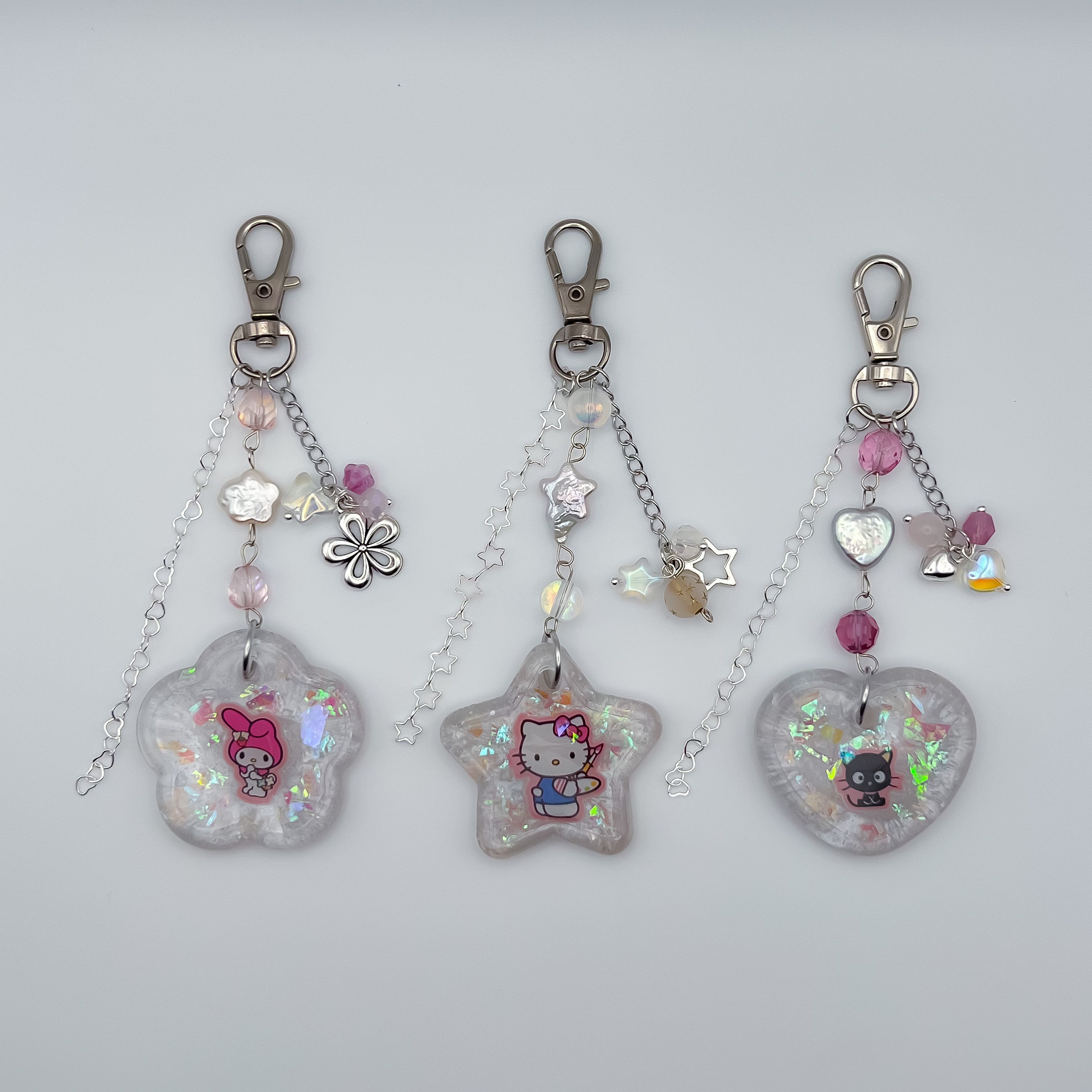Sanrio Hello Kitty, Chococat, & My Melody Keychains | Glass Beaded