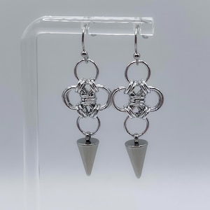 Savior Chainmail Earrings | Spike Charm Earrings, Handmade Chainmaille Jewelry