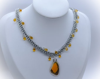 Sleepy Orange Chainmaille Necklace