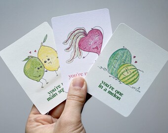 PRINTABLE Veggie Valentines - cute hand drawn puns for kids, friends and coworkers