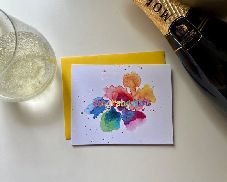 Congratulations | Abstract Rainbow Card - Etsy