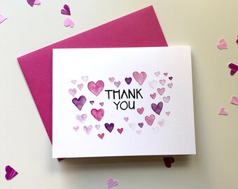 Heart-felt Thanks | Watercolour Thank You Card