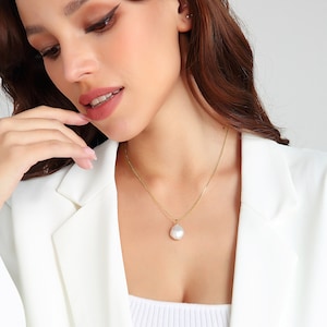 Pearl Pendant Necklace, Dainty Necklace, Single Pearl Necklace, Minimalist Necklace for Women, Valentine Gifts for Women, Bridesmaid Gifts