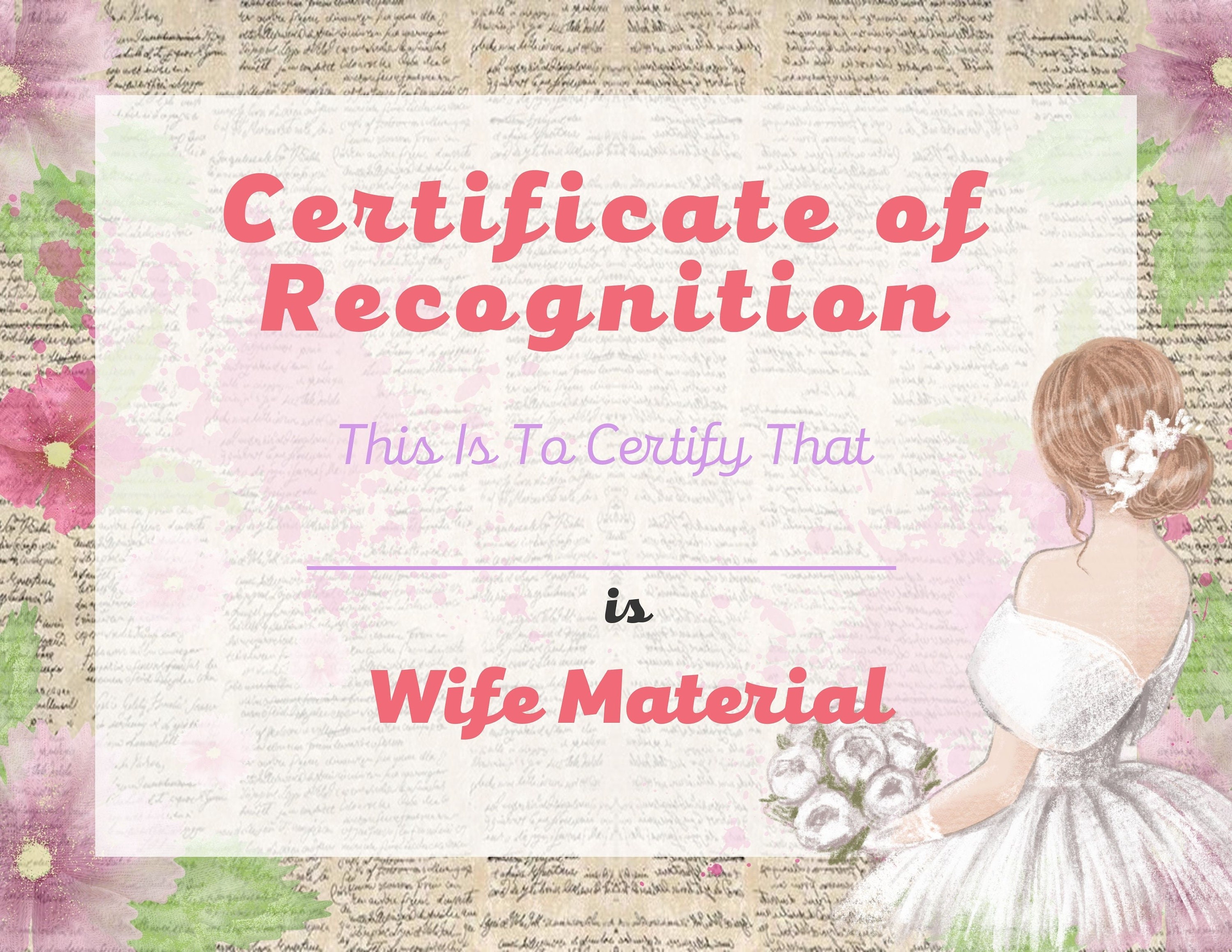Wife Material Certificate Novelty Certificate Achievement | Etsy
