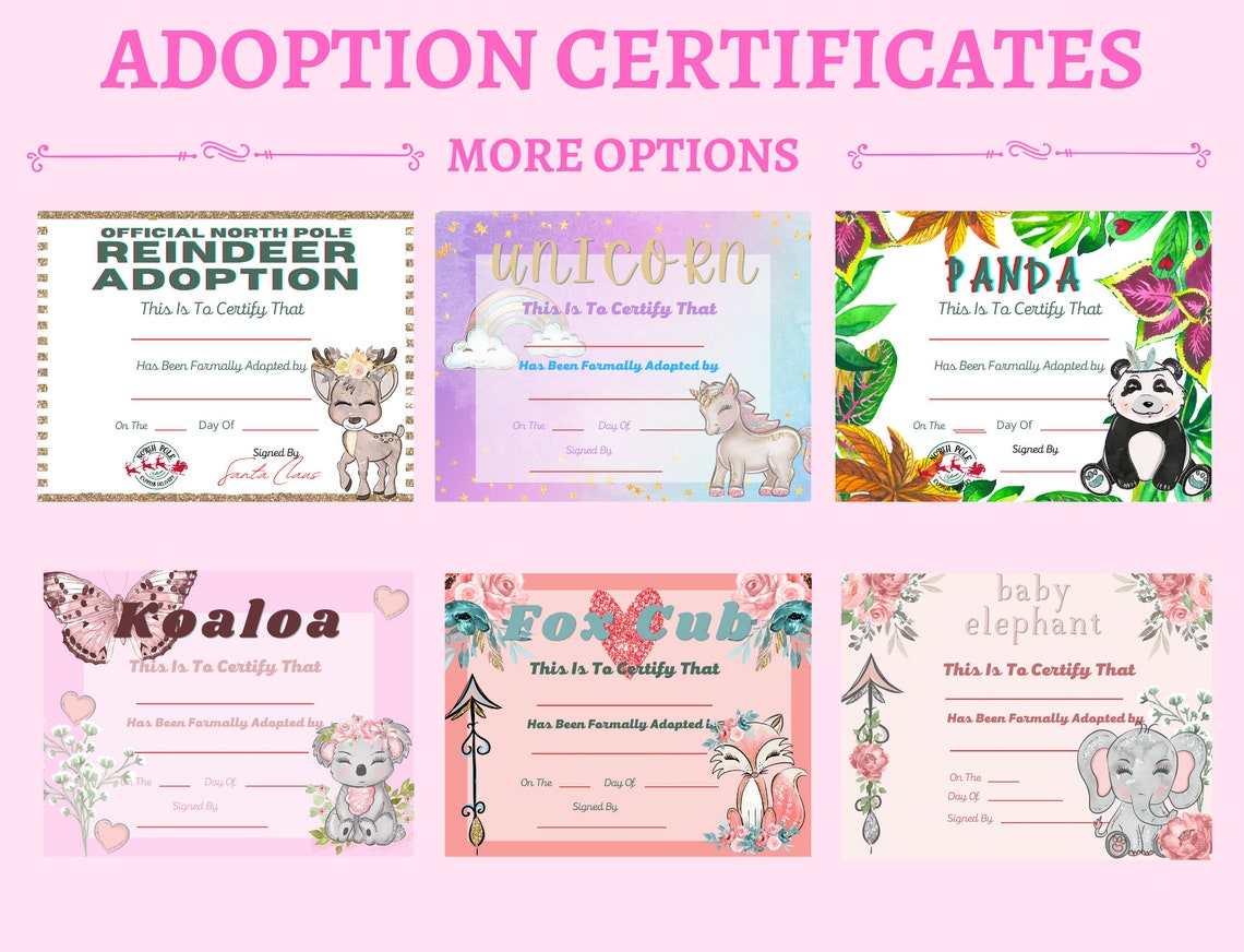 Reindeer Adoption Certificate Adopt A Reindeer Instant Download Reindeer Adoption Certificate Adopt A Reindeer Instant Download