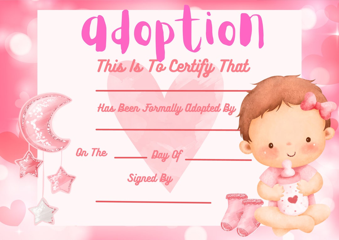 Girl Reborn Doll Adoption Certificate Reborn Adoption Etsy
