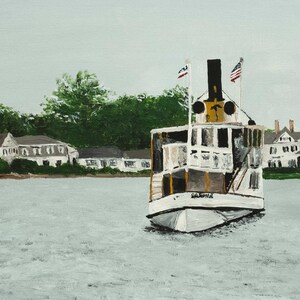 Mystic River Connecticut Painting, 8x10 Acrylic on Canvas Panel, “Boating Along Mystic River”