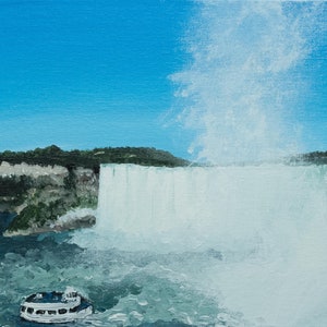 Niagara Falls Canada Peinture, Acrylique 8x10 sur panneau de toile, « Brume aux chutes »