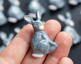 Hare Brooch, Rabbit pin, Handmade brooch, Aesthetic Minimalist pin, Cute animal pin, Gift for her, Outfit decor, Polymer clay jewellery