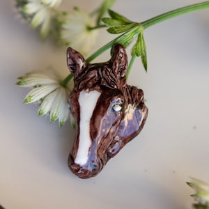 Wild Horse Brooch: Handmade Polymer Clay Equestrian Pin