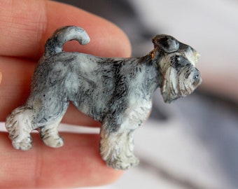 Schnauzer dog brooch/ Miniature dog mum pin/ Pet owner personalized gifts/ Custom pet memorial/ Puppy lovers present/ Schnauzer art gift