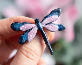 Abstract dragonfly brooch/ Elegant, minimalist pin/ Insect lover/ Handmade accessory/ Gift for friend/ Last Minute Present Ideas