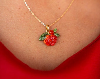 Handgjort rönnbärshänge: Förgyllt botaniskt halsband