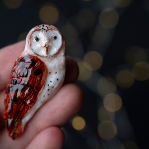 Barn owl brooch/ White bird aesthetic minimalist pin/ Fantasy Jewellery pin/ Polar owl jewelry/ Magnificent outfit decor/ Teachers gift image 3