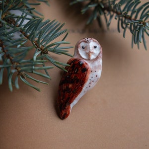 Barn owl brooch/ White bird aesthetic minimalist pin/ Fantasy Jewellery pin/ Polar owl jewelry/ Magnificent outfit decor/ Teachers gift image 9