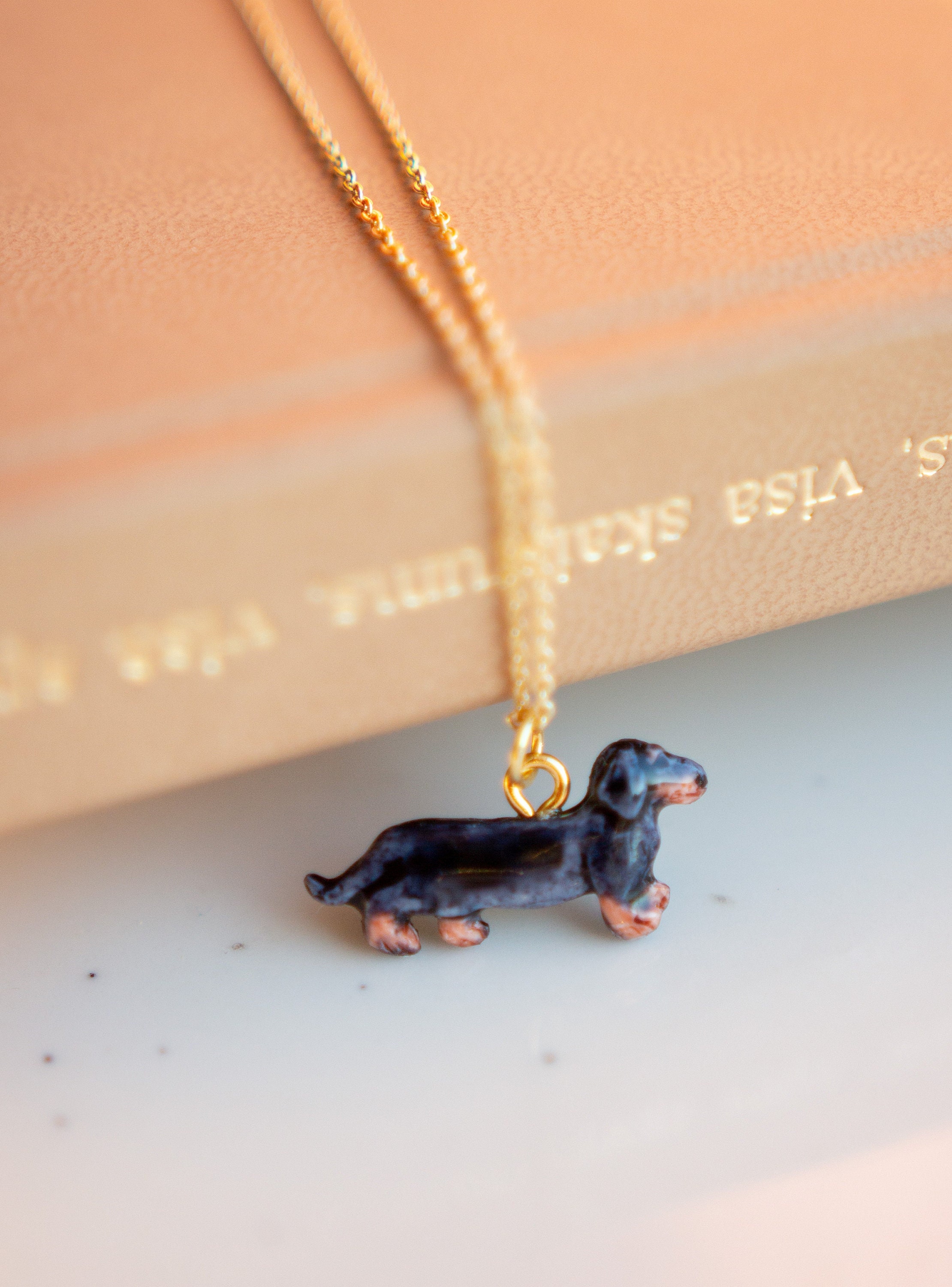 Carat in Karats 10K Yellow Gold Long-Haired Dachshund Dog Pendant Charm  (15.25mm x 16mm) With 14K Yellow Gold Lightweight Rope Chain Necklace 16''  - Walmart.com