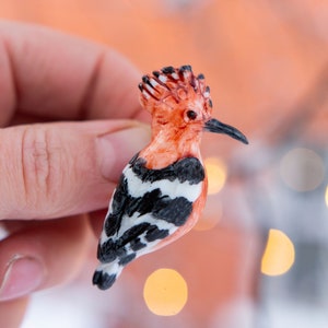 Hoopoe brooch/ Orange bird pin/ Lovely birds jewelry / Hoopoes brooche/ Cool British wildlife/ Hand painted realistic jewelry/ Outfit decor