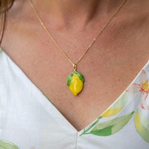 Handmade Lemon Pendant/ Yellow Fruit Polymer Clay Necklace/ Citrus Summer Jewelry/ Nature Inspired/ Unique Gift Set Earrings And Necklace