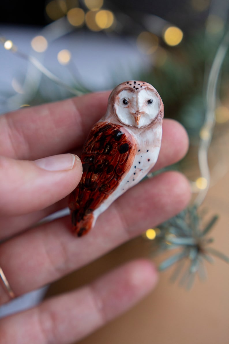 Barn owl brooch/ White bird aesthetic minimalist pin/ Fantasy Jewellery pin/ Polar owl jewelry/ Magnificent outfit decor/ Teachers gift image 8